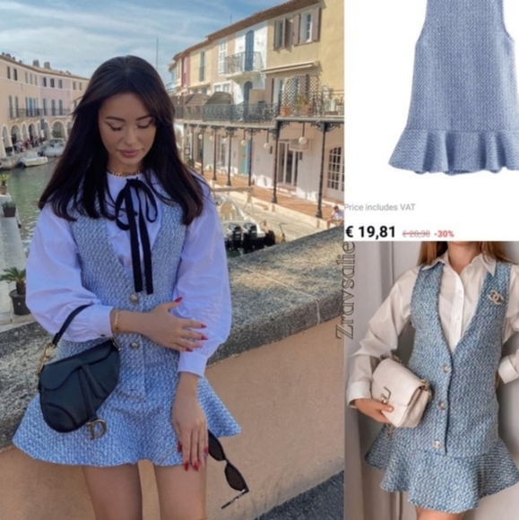 Zara RUFFLED TEXTURED PINAFORE DRESS - Picture 5 of 17